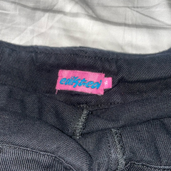 Edikted Washed Denim Pleated Micro Skort - Picture 4 of 4